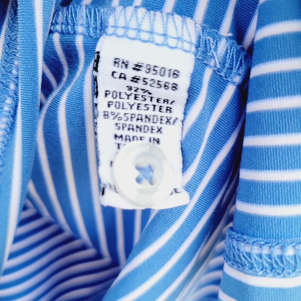 Straight Down Mens Polo Golf Athletic Shirt Blue Stripes Size Large - Picture 8 of 14
